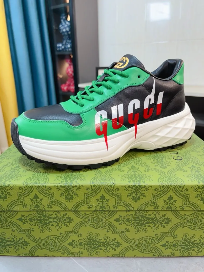 Men's shoes 💰520🌹🌹【GUCCI】pop-up casual sneakers with daddy outsole, breathable and comfortable, easy to walk, a versatile style for trendy men, upper with cowhide edge and outsole with 3D upper printing➕genuine leather lining➕Gucci's popular original outsole, sports and running style, super comfortable. Code number 38-44